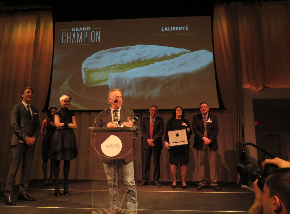 Jean Morin accepts the Grand Champion award at the Canadian Cheese Grand Prix night, for the second time in four years.